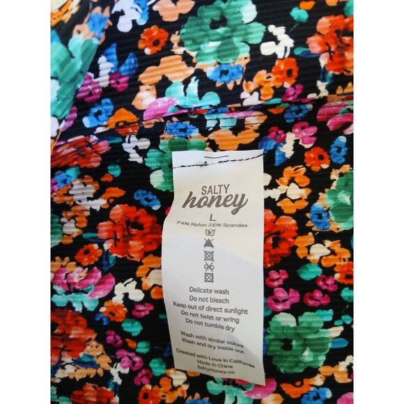 Salty Honey Womens Swimsuit Floral Print 2 Piece Top XXL Bikini Large Beachy - Picture 12 of 16